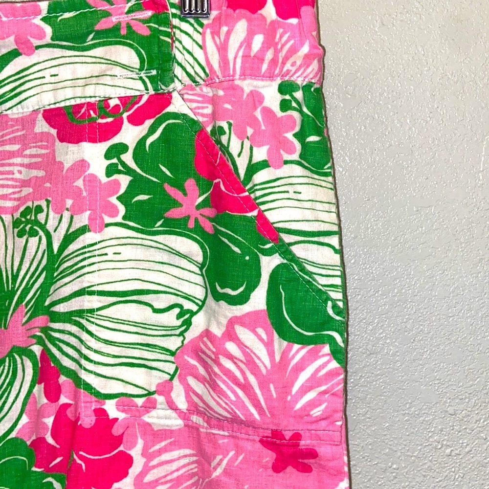 Lilly Pulitzer  Vintage Floral Pink Green Floral Preppy A-Line Skirt: 4802 - Picture 2 of 6